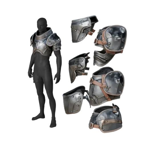 Реалистичная 3D-модель наруча Sci-Fi, трехчетвертной студийный рендер, показывающий металлические пластины, силуэт носимой за