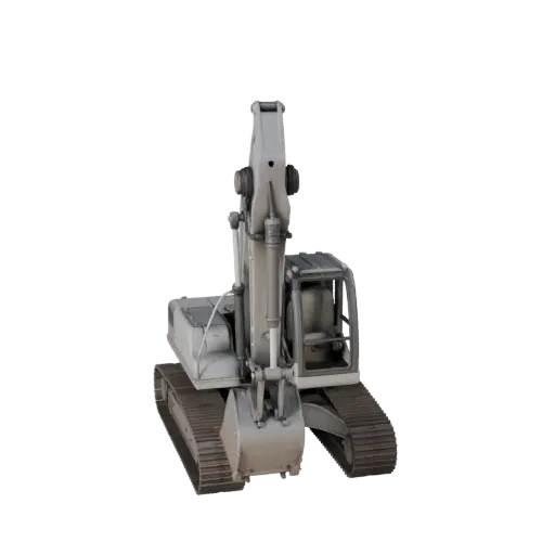 3D-модель мини-экскаватора, вид в игровом окне с трех четвертей, готовый для Unreal Engine актив транспортного средства с гео