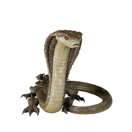 Низкополигональная 3D модель королевской кобры - игровой ассет для Unity с FBX | PBR