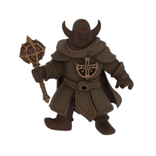 Фэнтези гном клирик миниатюра STL - Оборонительная