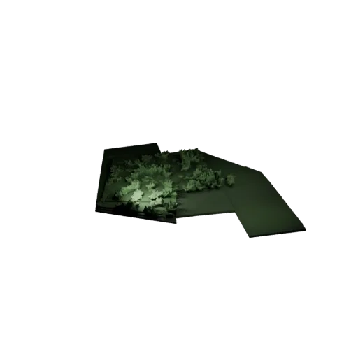 Модульная 3D-модель «Зачарованная поляна», изометрический вид модульного набора, показывающий слои рельефа, кластеры сложной