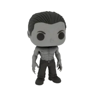 3D модель мускулистого вампира в стиле Pop Vinyl, стоящего с руками по бокам.