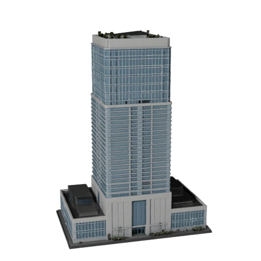 Stylized Financial District Tower 3D Model - Game Asset