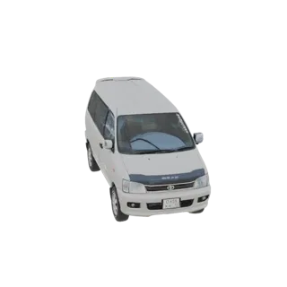 3D-модель белого Toyota Noah MPV, вид с немного приподнятого передне-правого угла.
