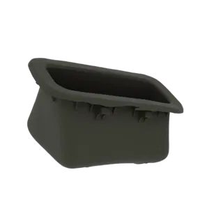 3D модель темно-серой прямоугольной врезной ручки с бортиком и крепежными ушками снизу.