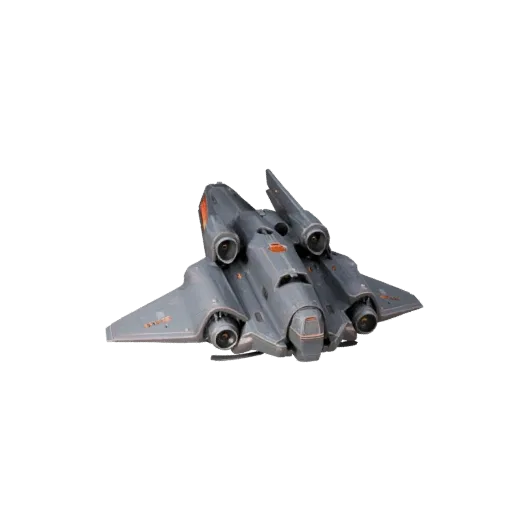 3D-модель Starfighter, вид в три четверти в студии, готовый к анимации объект транспортного средства с силуэтом миссии, разде