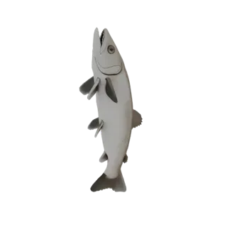 3D-модель бёрша (волжского судака) с закругленным хвостом, стоящая на брюхе, вид сбоку