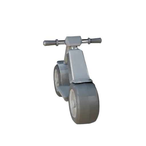 Низкополигональная 3D-модель скутера, вид из игрового окна в три четверти, низкополигональный актив транспортного средства с