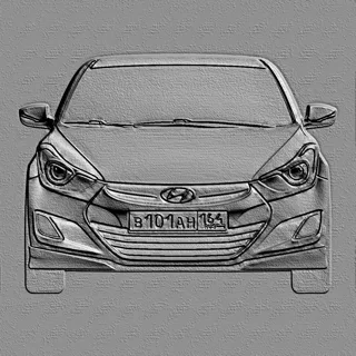 3D модель барельефа передней части автомобиля Hyundai Elantra (2010-2013) с номерным знаком
