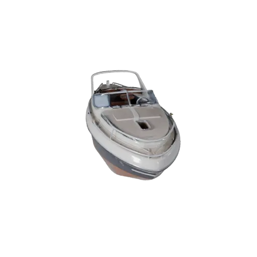3D модель винтажного скоростного катера, вид в студии с трех четвертей, готовый к использованию в Blender актив с гладкими ли