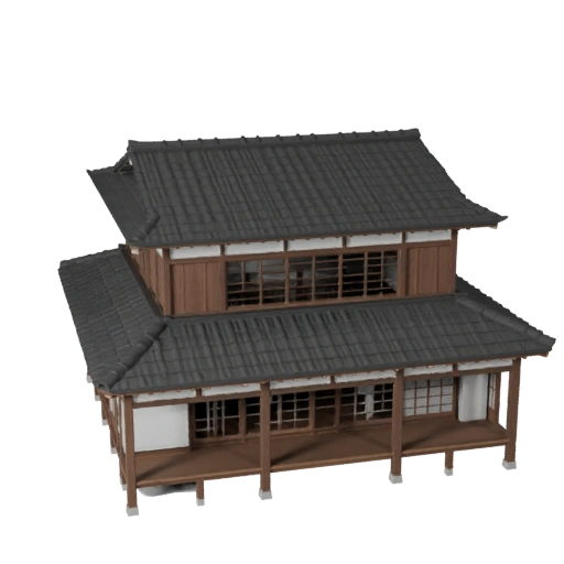 Высокополигональная 3D модель японского дома для Архитектурной визуализации