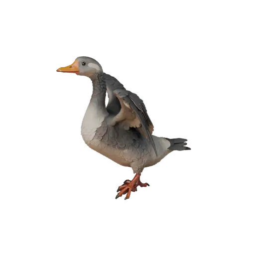 3D-модель гуся STL, изометрический вид, готовая к печати фигурка животного с профилем клюва, сложным оперением, кроющими перь