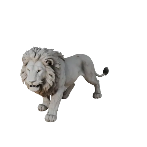 3D модель Белого Льва, рендер дикой природы сбоку, готовый к работе в Blender ассет животного с сужением челюсти, лопатками,