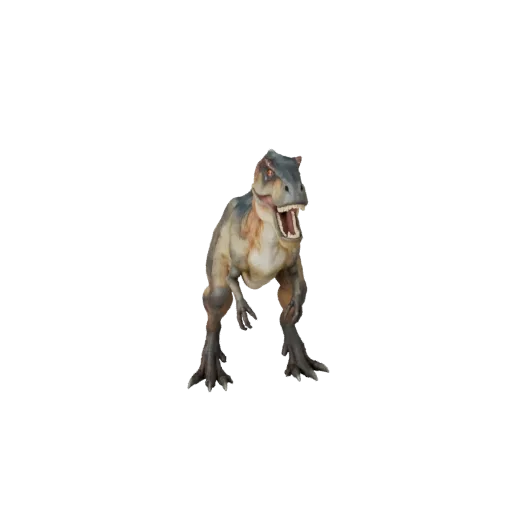 3D модель Compsognathus, рендер дикой природы сбоку, готовый для Blender ассет животного с профилем челюсти, массой тела, стр