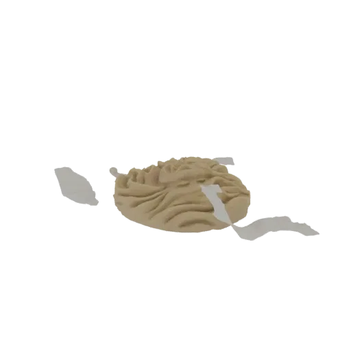 3D модель абстрактной органической скульптуры с плавными, текстурированными поверхностями в нейтральном, землистом тоне.