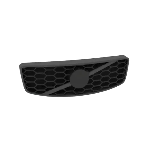 Рендер 3D модели решетки переднего бампера Volvo XC60 с шестиугольной сеткой и центральной круглой областью для эмблемы, пока