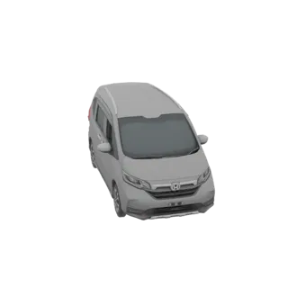 3D модель серого минивэна Honda Odyssey, вид с немного приподнятого передне-правого угла.