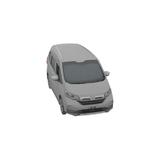 3D модель серого минивэна Honda Odyssey, вид с немного приподнятого передне-правого угла.