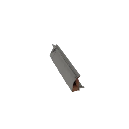Серая 3D модель сложенного бумажного самолетика, под углом, изолированная на черном фоне.