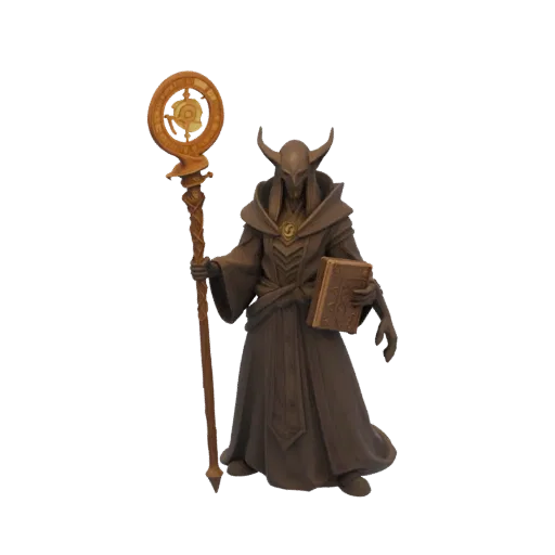 Fantasy Tiefling Wizard Attack Miniature STL, трехчетвертной настольный рендер, миниатюра заклинателя для печати на смоле с п