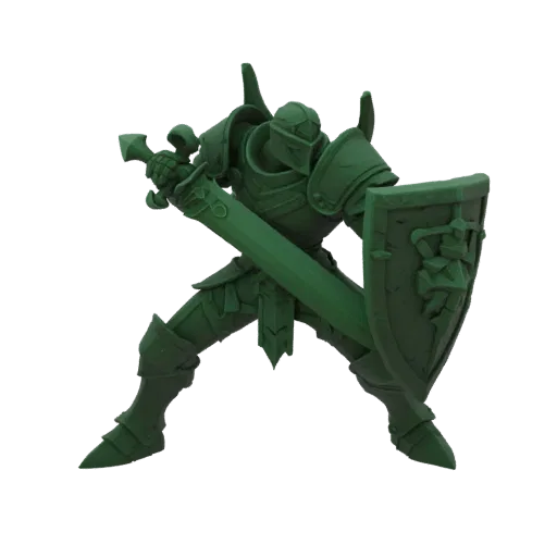 Миниатюра паладина Fantasy Paladin Attack STL, трехчетвертной настольный рендер, геройская миниатюра для печати на смоле с ме
