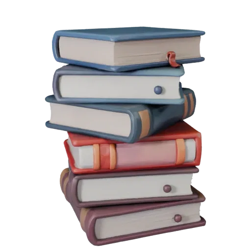 3D-модель Уютная стопка книг, вид три четверти спереди, вьюпорт Unity, показывающий керамику, узнаваемые повседневные формы.