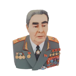 3D-модель бюста Леонида Брежнева в советской военной форме с множеством орденов.