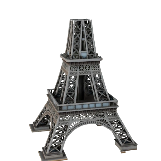 Modello 3D Torre Eiffel Low Poly per Giochi in Tempo Reale e VR