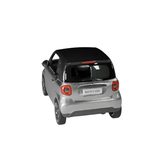 3D-модель компактного автомобиля, вид в игровом окне с трех четвертей, готовый к использованию в Unity ресурс транспортного с