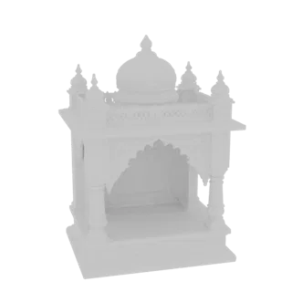 3D модель витиеватого мраморного храма с замысловатой резьбой и куполом, предназначенная для домашних алтарей.
