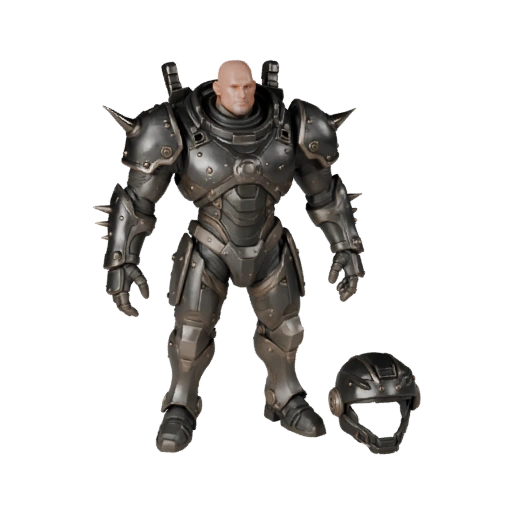 Реалистичный бронированный персонаж нпс ученый с ригом