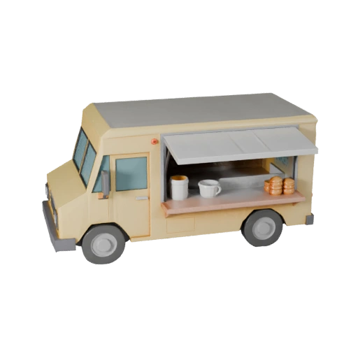 Низкополигональный фудтрак 3D модель для Unity и Unreal PBR Asset (Legacy)