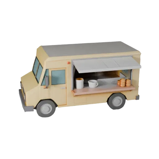 Низкополигональный фудтрак 3D модель для Unity и Unreal PBR Asset