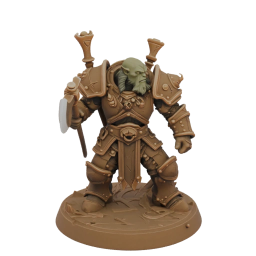 Миниатюра Орка Берсерка в стиле Темного фэнтези STL - Прицеливание