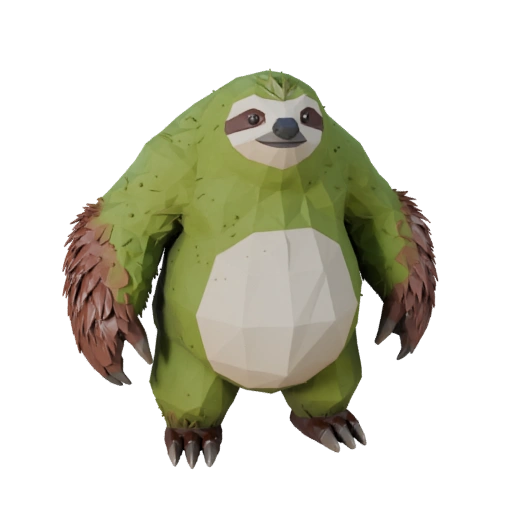 Низкополигональный ленивец 3D модель - Игровой ассет Unity с FBX | Бесплатно