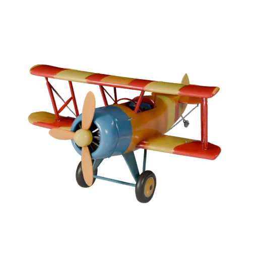 Винтажный биплан 3D модель - Стилизованный низкополигональный игровой ассет