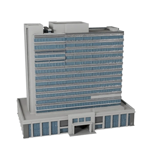 Низкополигональный коммерческий офисный комплекс 3D модель для игр и VR