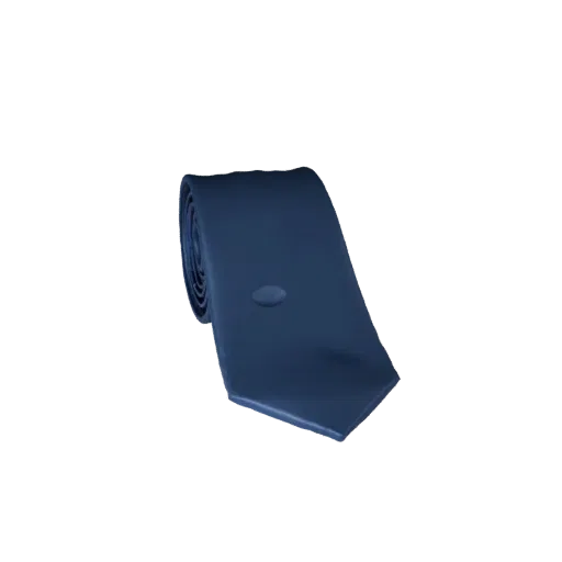 3D-модель галстука, студийный рендер с трех четвертей, показывающий металл, небольшой носимый силуэт.