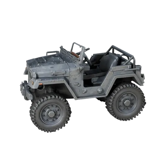 Высокополигональная 3D-модель военного джипа, студийный вид крупным планом, высокополигональный актив транспортного средства