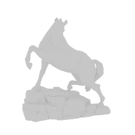 3D модель лошади на скале, белая
