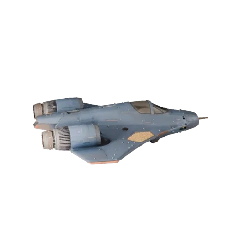 Готовая к игре 3D-модель истребителя, трехчетвертной студийный вид, готовый к производству ассет транспортного средства с сил