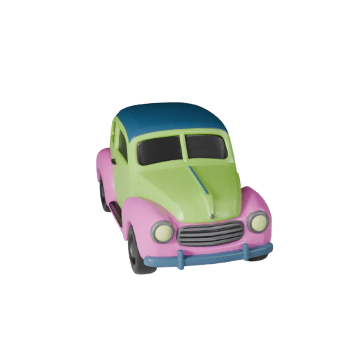 Мультяшный винтажный автомобиль 3D модель для стилизованных игр, PBR ассет