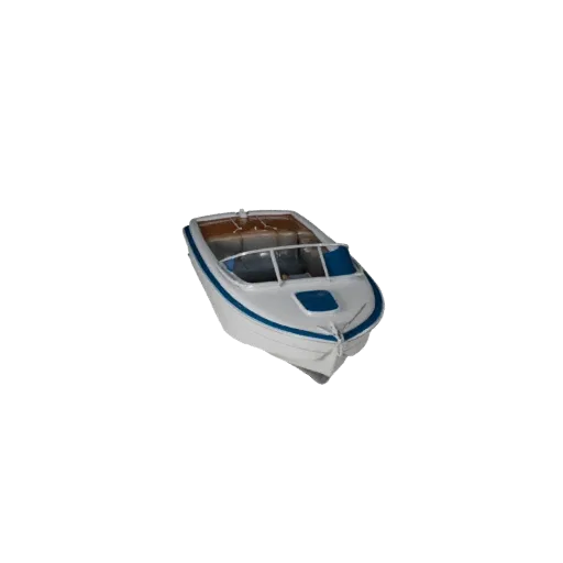 3D-модель винтажной моторной лодки, трехчетвертной студийный вид, готовый к анимации объект транспорта с гладкими линиями кор