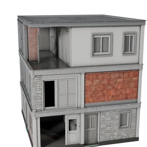 Модульный комплект витрины, готовая к использованию в Blender 3D модель, вид рендера студии Blender, показывающий материалы м