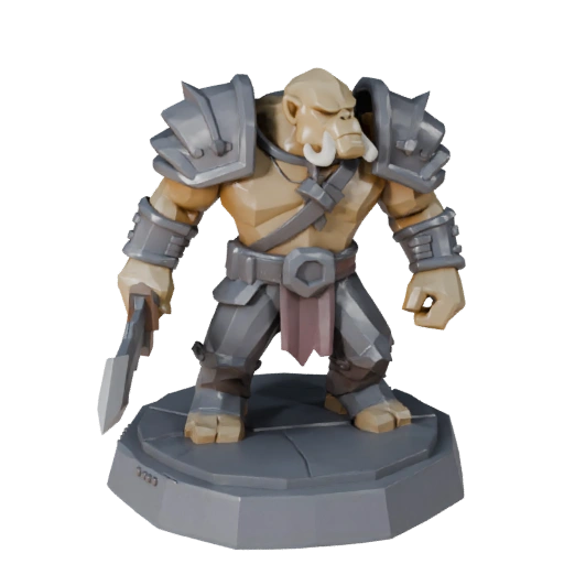 Low Poly Orc Warrior Miniature | Realtime Game Pack