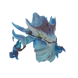3D model of a fearsome Frost Dragon with sharp ice shards, glowing green eyes, and a cool blue and white color scheme, set ag