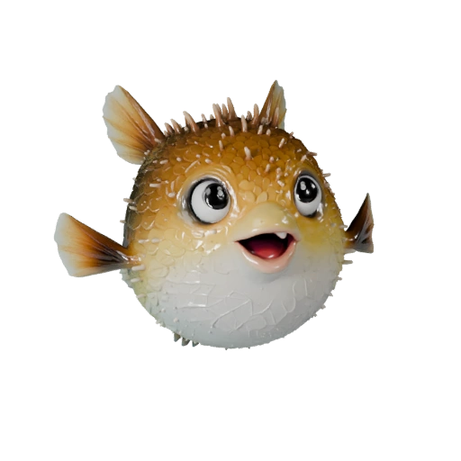 Мультяшная рыба-фугу 3D модель - Стилизованный ассет для анимации