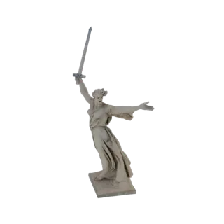 3D модель статуи «Родина-мать зовёт!» — женщина в струящемся одеянии, высоко поднявшая меч.