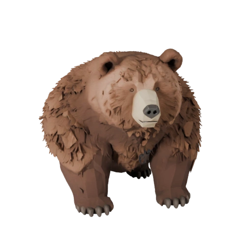Низкополигональный бурый медведь 3D модель - Игровой ассет для Unity с FBX | PBR