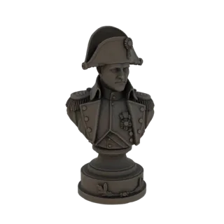 Рендер 3D модели бюста Наполеона Бонапарта в двууголке и военной форме, на декоративном основании.